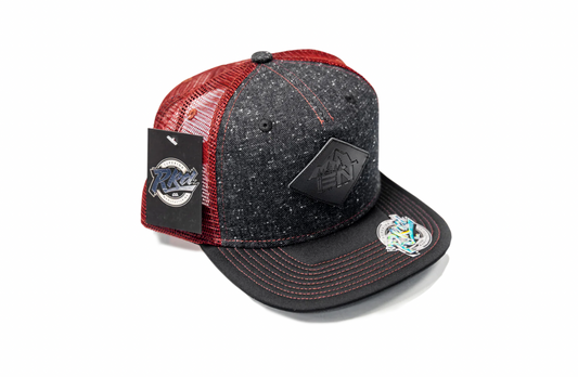 Burgundy Mesh - Flat Brim Cap